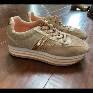 Platform rose gold sneakers